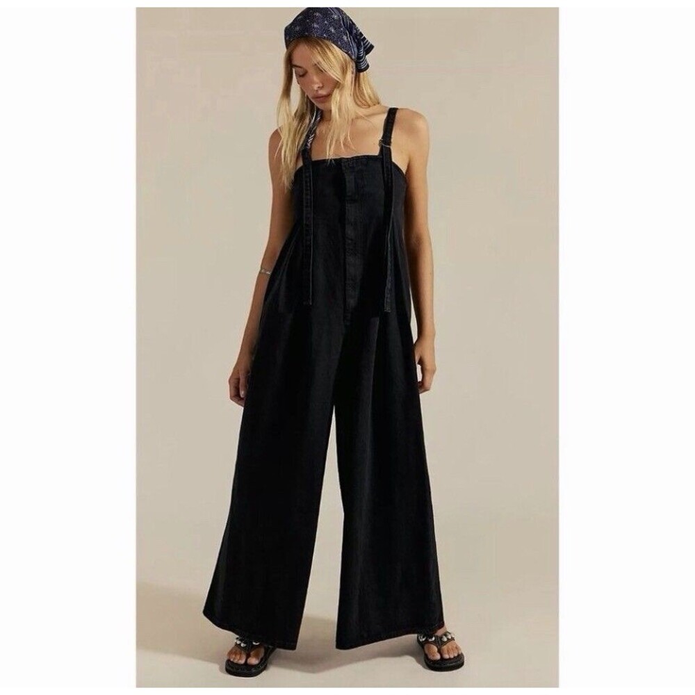 Free People We The Free Jumpsuit Denim Lumy One-Piece Wide Leg Overalls S $198